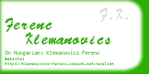 ferenc klemanovics business card